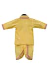 Shop_Fayon Kids_Yellow Chanderi, Cotton Foil Printing, Lace Printed Kurta Dhoti Pant Set _at_Aza_Fashions