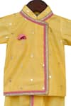 Fayon Kids_Yellow Chanderi, Cotton Foil Printing, Lace Printed Kurta Dhoti Pant Set _Online_at_Aza_Fashions