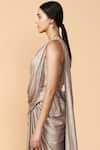 Shop_Tarun Tahiliani_Grey Dolphin Shimmer Foil Pre-draped Textured Saree With Blouse _Online_at_Aza_Fashions