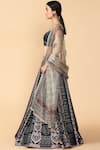 Tarun Tahiliani_Black Satin Leaf Neck Printed Lehenga Set _Online_at_Aza_Fashions