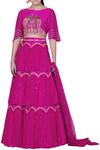 Buy_Limerick by Abirr N' Nanki_Pink Georgette Round Embellished Lehenga Set _at_Aza_Fashions