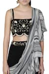 Buy_Limerick by Abirr N' Nanki_Black Georgette Square Neck Pre-draped Skirt Saree _Online_at_Aza_Fashions