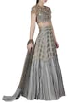 Limerick by Abirr N' Nanki_Grey Georgette Round Embroidered Lehenga Set _Online_at_Aza_Fashions