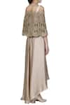 Shop_Limerick by Abirr N' Nanki_Gold Organza Round Embroidered Cape Skirt Set _at_Aza_Fashions