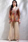 Buy_Ritu Kumar_Multi Color Viscose Bamberg V Neck Printed Short Kurta _at_Aza_Fashions