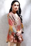 Ritu Kumar_Multi Color Viscose Bamberg V Neck Printed Short Kurta _Online_at_Aza_Fashions