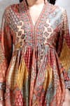 Ritu Kumar_Multi Color Viscose Bamberg V Neck Printed Short Kurta _at_Aza_Fashions