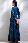 Shop_Ritu Kumar_Blue Cotton V-shaped Neckline Printed Kurta_at_Aza_Fashions
