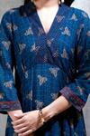 Shop_Ritu Kumar_Blue Cotton V-shaped Neckline Printed Kurta_Online_at_Aza_Fashions