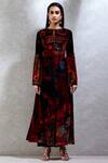 Buy_Ritu Kumar_Black Silk Velvet Round Printed Kurta Set_at_Aza_Fashions