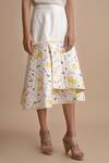 Kanelle Off White Silk Printed Skirt Online at Aza Fashions Kanelle_Off White Silk Printed Skirt_Online_at_Aza_Fashions