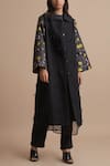 Buy_Kanelle_Black Wool Textured Long Coat_at_Aza_Fashions