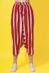 Shop_Ka-Sha_Red Cotton Dyed Striped Pants_at_Aza_Fashions