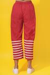 Ka-Sha_Red Cotton Pants_Online_at_Aza_Fashions