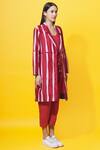 Ka-Sha_Red Chanderi Dyed Jacket_Online_at_Aza_Fashions