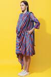 Buy_KA-Sha_Blue Chanderi Dyed Draped Dress_Online_at_Aza_Fashions