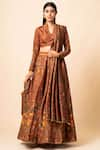 Buy_Ekaya_Orange Handwoven Banarasi Silk Lehenga Set_at_Aza_Fashions