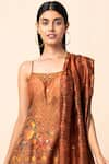 Ekaya_Orange Handwoven Banarasi Silk Kurta Palazzo Set_Online_at_Aza_Fashions