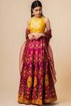 Buy_Ekaya Banaras_Yellow Handwoven Banarasi Silk Lehenga Set_at_Aza_Fashions