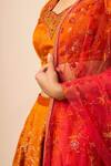 Ekaya_Orange Handwoven Banarasi Silk Lehenga Set_Online_at_Aza_Fashions