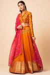 Buy_Ekaya_Orange Handwoven Banarasi Silk Lehenga Set_at_Aza_Fashions