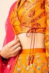 Ekaya_Orange Handwoven Banarasi Silk Lehenga Set_Online_at_Aza_Fashions