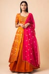 Buy Ekaya Banaras Orange Banarasi Silk Anarkali Set at Aza Fashions Buy_Ekaya Banaras_Orange Banarasi Silk Anarkali Set_at_Aza_Fashions