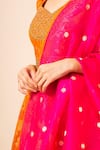 Ekaya Banaras Orange Banarasi Silk Anarkali Set Online at Aza Fashions Ekaya Banaras_Orange Banarasi Silk Anarkali Set_Online_at_Aza_Fashions