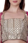 Bhumika Grover_Pink Raw Silk Square Neck Embellished Jacket Lehenga Set_at_Aza_Fashions