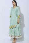 Buy_Itara_Green Cotton Base Silk V-shaped Embroidered Anarkali Palazzo Set _Online_at_Aza_Fashions