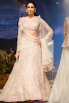 Buy_Ridhi Mehra_Off White Net V Neck Embroidered Bridal Lehenga Set _at_Aza_Fashions