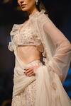 Shop_Ridhi Mehra_Off White Net V Neck Embroidered Bridal Lehenga Set _at_Aza_Fashions