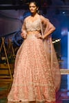 Buy_Ridhi Mehra_Peach Net Embroidered Bridal Lehenga Set _Online_at_Aza_Fashions