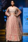 Shop_Ridhi Mehra_Peach Net Embroidered Bridal Lehenga Set _Online_at_Aza_Fashions