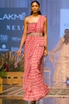 Buy_Ridhi Mehra_Pink Chiffon Pre-draped Saree With Blouse  _at_Aza_Fashions