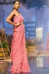 Ridhi Mehra_Pink Chiffon Pre-draped Saree With Blouse  _Online_at_Aza_Fashions