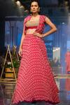 Buy_Ridhi Mehra_Red Organza, Chiffon Round Printed Lehenga Set _at_Aza_Fashions