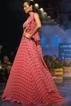 Shop_Ridhi Mehra_Red Organza, Chiffon Round Printed Lehenga Set _at_Aza_Fashions