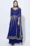 Buy_Esha Koul_Blue Georgette V Neck Embroidered Anarkali Set _at_Aza_Fashions