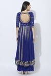 Shop_Esha Koul_Blue Georgette V Neck Embroidered Anarkali Set _at_Aza_Fashions