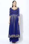 Buy_Esha Koul_Blue Georgette V Neck Embroidered Anarkali Set _Online_at_Aza_Fashions