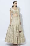 Esha Koul_Off White Raw Silk Round Embroidered Bridal Lehenga Set _Online_at_Aza_Fashions