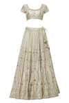 Shop_Esha Koul_Off White Raw Silk Round Embroidered Bridal Lehenga Set _Online_at_Aza_Fashions