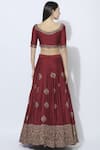 Shop_Esha Koul_Maroon Silk Sweetheart Neck Bridal Lehenga Set _at_Aza_Fashions