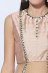 NIDHIKA SHEKHAR_Pink Silk, Shantoon Lining Round Embellished Tunic Set _at_Aza_Fashions