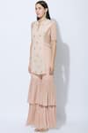 Buy_Nidhika Shekhar_Pink Silk Mandarin Collar Embroidered Jumpsuit _Online_at_Aza_Fashions