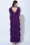 Shop_Nidhika Shekhar_Purple Silk Round Ruffle Jumpsuit _at_Aza_Fashions