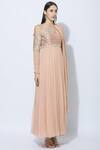 NIDHIKA SHEKHAR_Pink Silk, Net, Georgette, Shantoon Lining Round Draped Anarkali _Online_at_Aza_Fashions