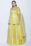 Buy_Nidhika Shekhar_Yellow Georgette Round Chanderi Kurta Lehenga Set _at_Aza_Fashions