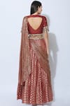 Shop_NIDHIKA SHEKHAR_Red Silk Round Draped Embroidered Lehenga Set _at_Aza_Fashions